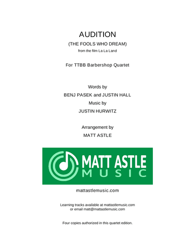 Audition (the Fools Who Dream) (arr. Matt Astle)
