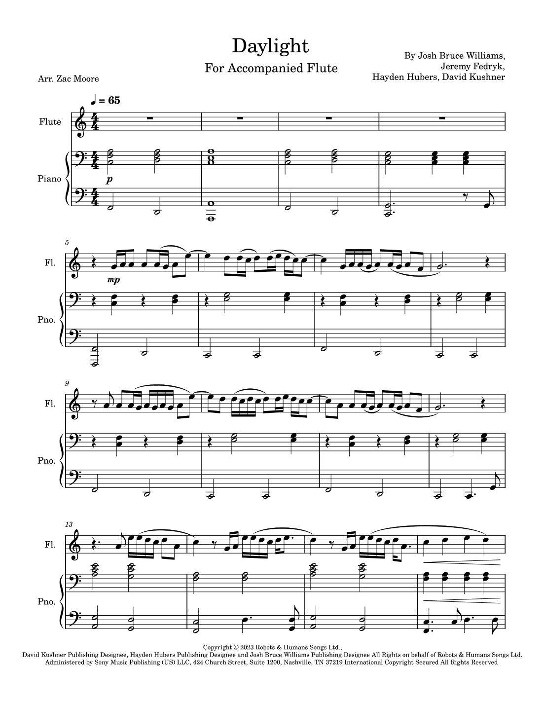 Daylight (arr. Zac Moore)