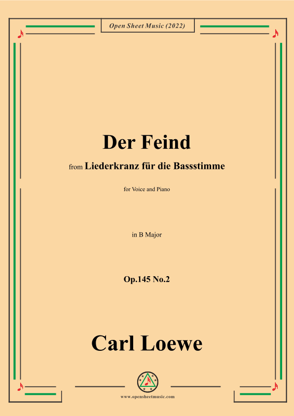 Loewe-Der Feind,in B Major,Op.145 No.2,from Liederkranz für die Bassstimme (arr. OSM Press)