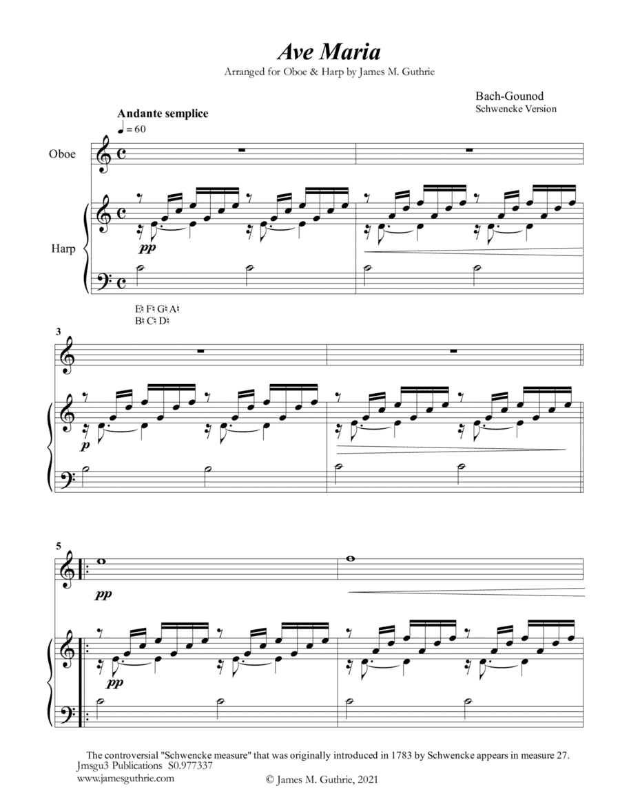 Bach-Gounod: Ave Maria for Oboe & Harp (arr. James M. Guthrie)