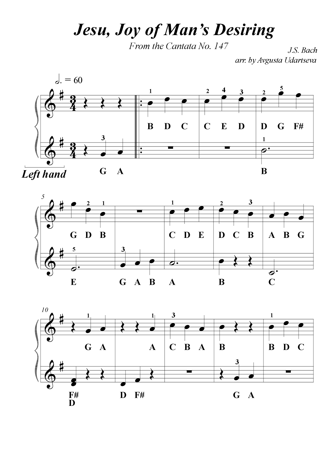 Jesu, Joy of Man’s Desiring - 2 Hands with letters (arr. Avgusta Udartseva)