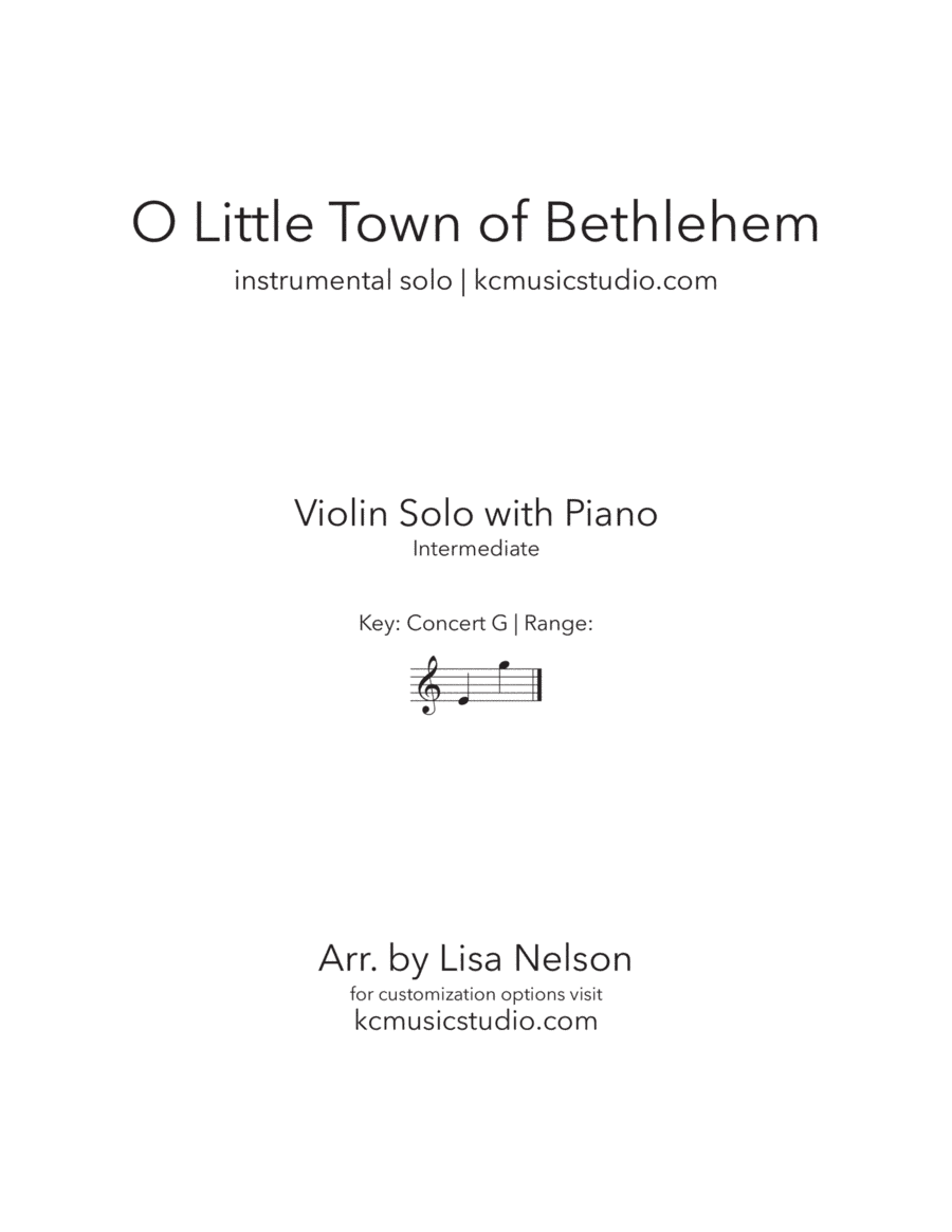 O Little Town of Bethlehem - Advanced Violin and Piano (arr. Lisa Nelson)
