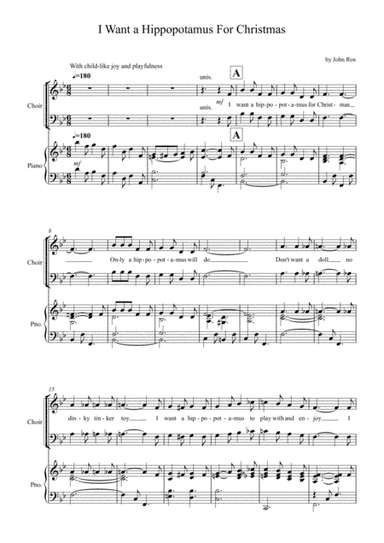 I Want A Hippopotamus For Christmas (Hippo The Hero) (arr. Darren Ballingall)