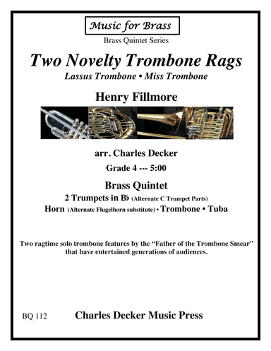 Lassus and Miss Trombone Novelty Rags for Brass Quintet (arr. Charles Decker)