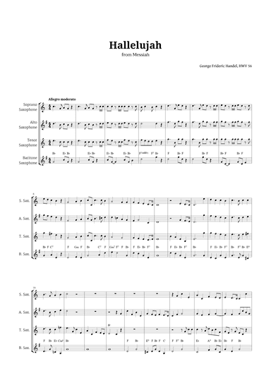 Hallelujah by Handel for Sax Quartet (arr. Langanho)