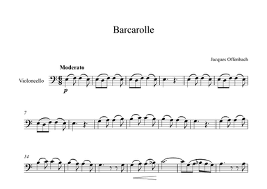 Barcarolle - Jacques Offenbach (Cello) (arr. Digital Book Music)