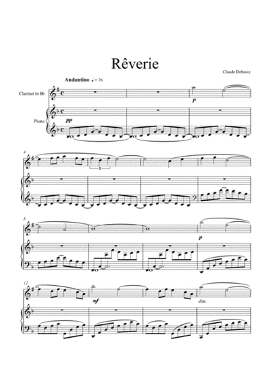 Claude Debussy - Rêverie (Clarinet in Bb Solo) (arr. André Laitano)