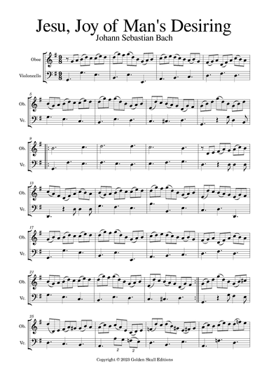 Jesu, Joy of Man's Desiring (arr. Golden Skull Editions)
