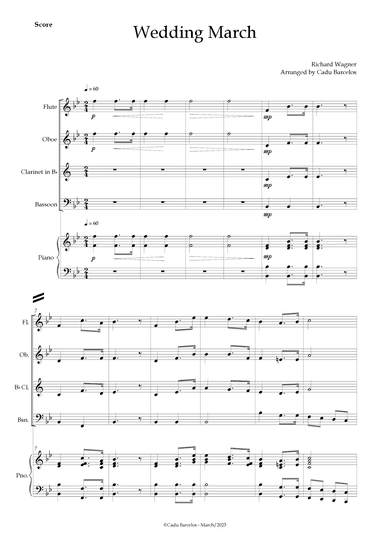 Wedding March (Wagner) Woodwing Quartet Piano (arr. Cadu Barcelos)