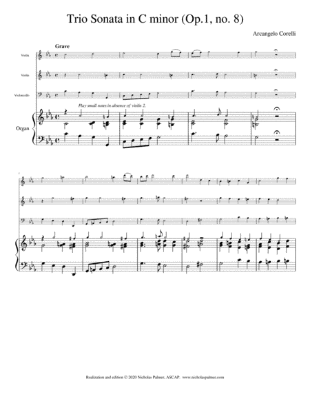 Trio sonata in C minor (op.1, no. 8) - Arcangelo Corelli (arr. Nicholas Palmer, ASCAP)