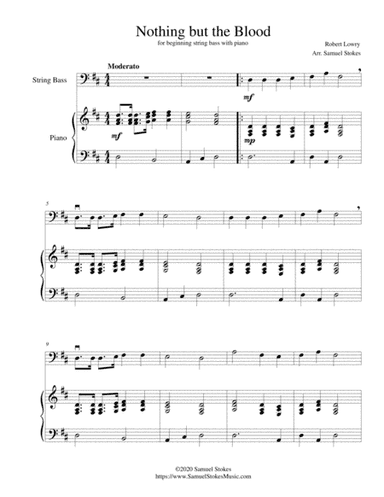 Nothing but the Blood - for beginning string bass with optional piano accompaniment (arr. Samuel Stokes)