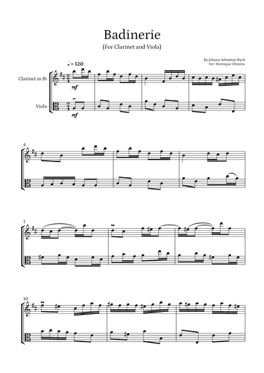 Badinerie by J. S. Bach (For Clarinet and Viola) (arr. Henrique Oliveira)
