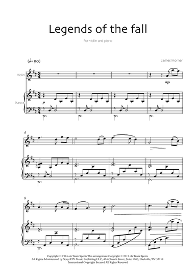Legends Of The Fall (arr. Robin Wood Editions)