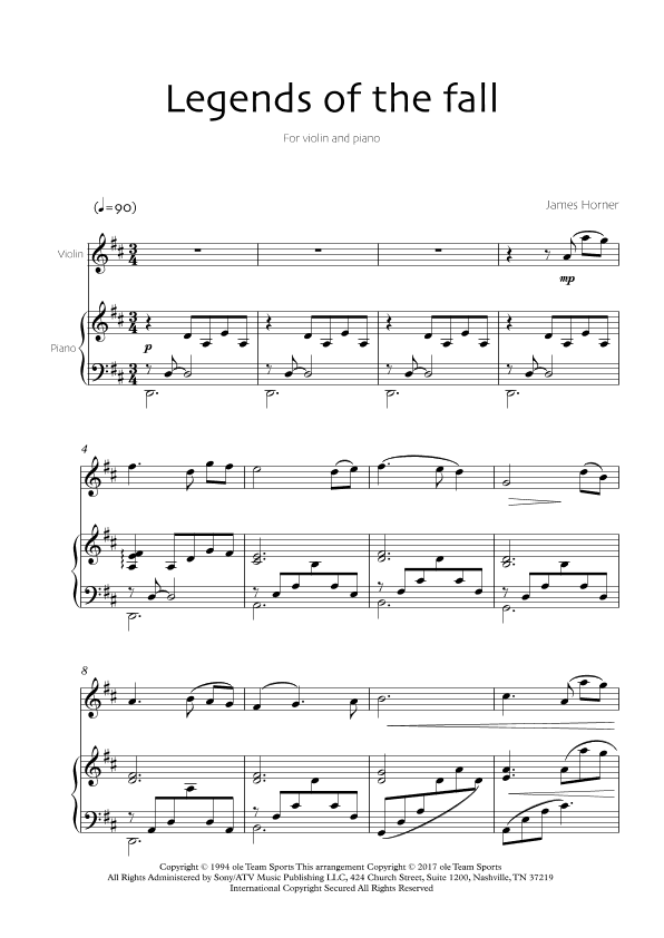 Legends Of The Fall (arr. Robin Wood Editions)