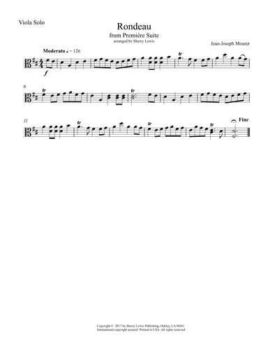Rondeau from Premiére Suite for Viola Solo (arr. Sherry Lewis)