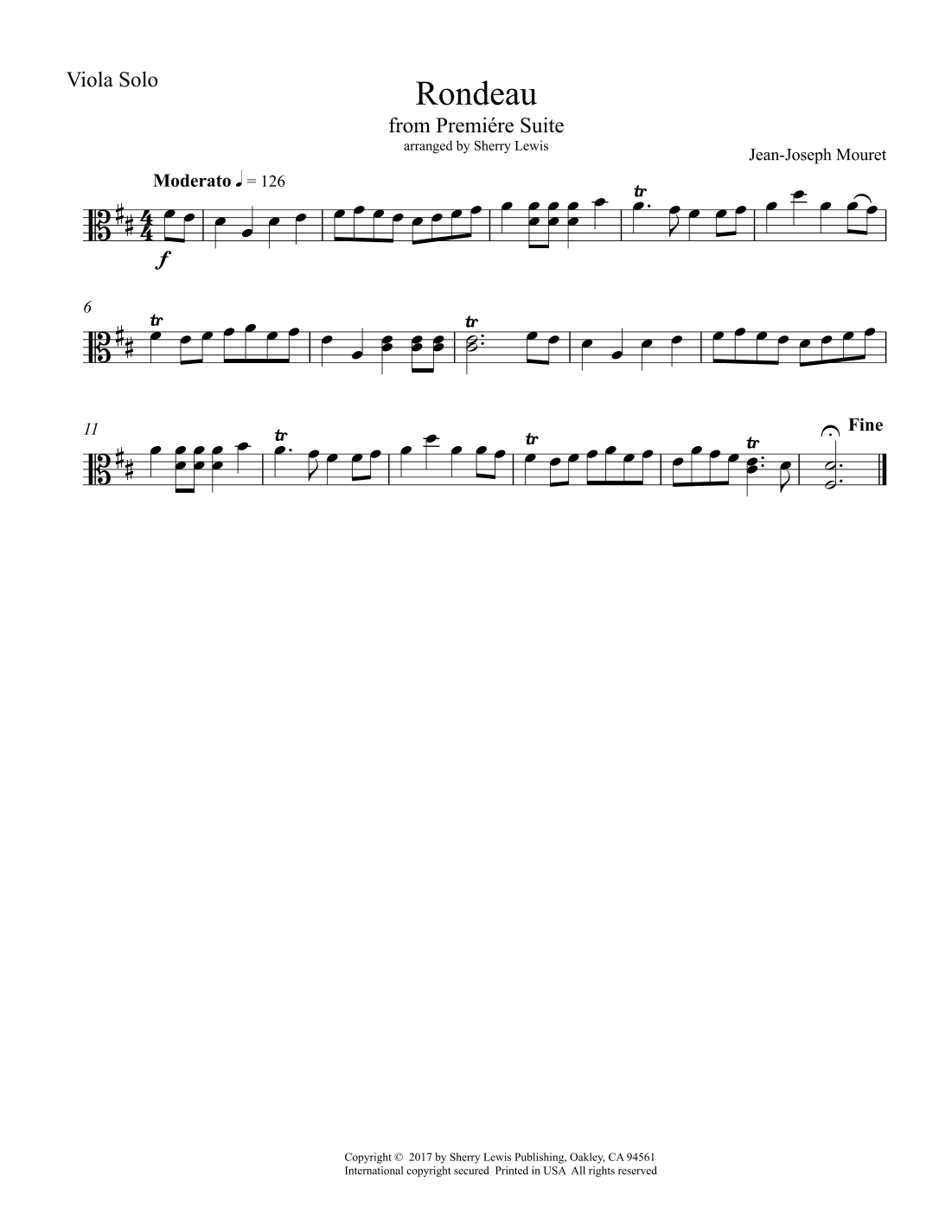 Rondeau from Premiére Suite for Viola Solo (arr. Sherry Lewis)
