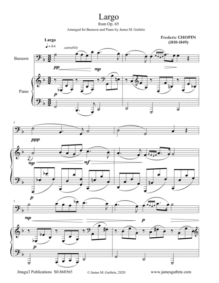 Chopin: Largo from Op. 65 for Bassoon & Piano (arr. James M. Guthrie)