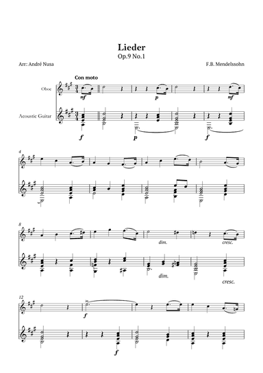 Lieder Op.9 No.1 (arr. André Nusa)
