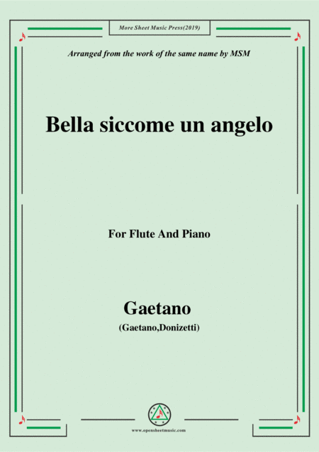 Gaetano-Bella siccome un angelo, for Flute and Piano (arr. MSM)