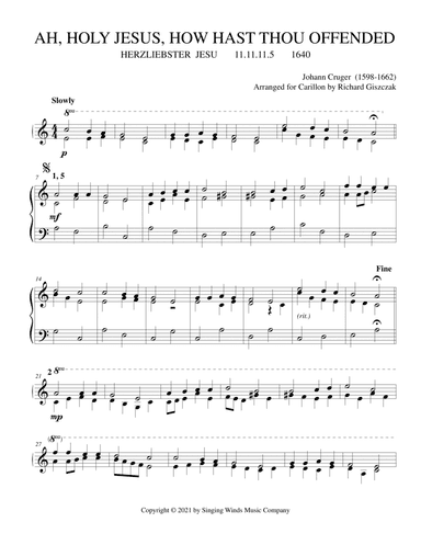 Ah, Holy Jesus, How Hast Thou Offended (HERZLIEBSTER JESU) (arr. Richard Giszczak)