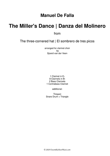 Dance of the Miller (Danza del Molinero) from from The Three-Cornered Hat (arr. Sjoerd van der Veen)