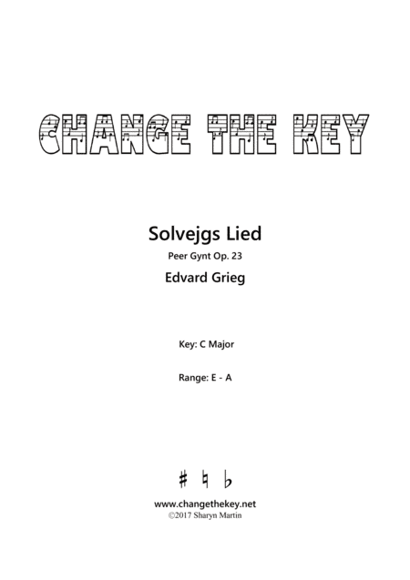 Solvejgs Lied - C Major (arr. Change the Key)