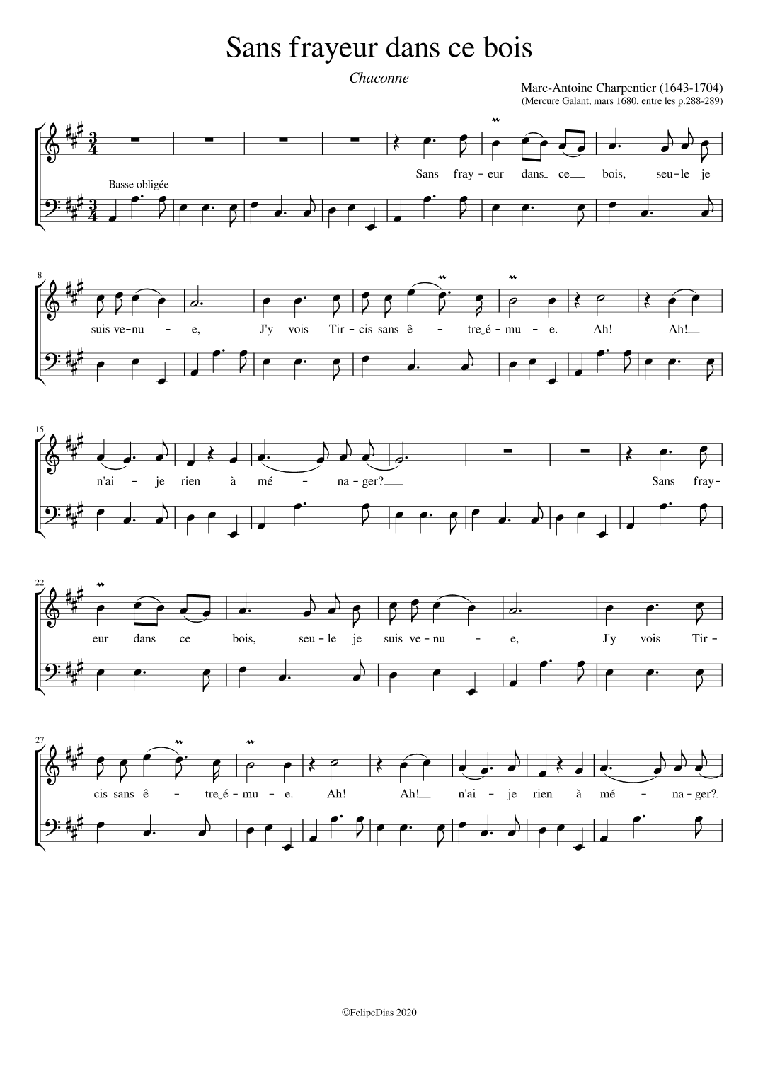 Sans frayeur dans ce bois (arr. Early Music Scores)