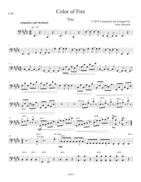 Color of Fire : cello part