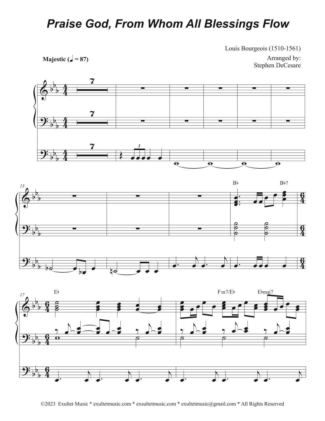 Praise God, From Whom All Blessings Flow (Accompaniment Package) (Brass Quartet - Alt.) (Key of Eb) (arr. Stephen DeCesare)