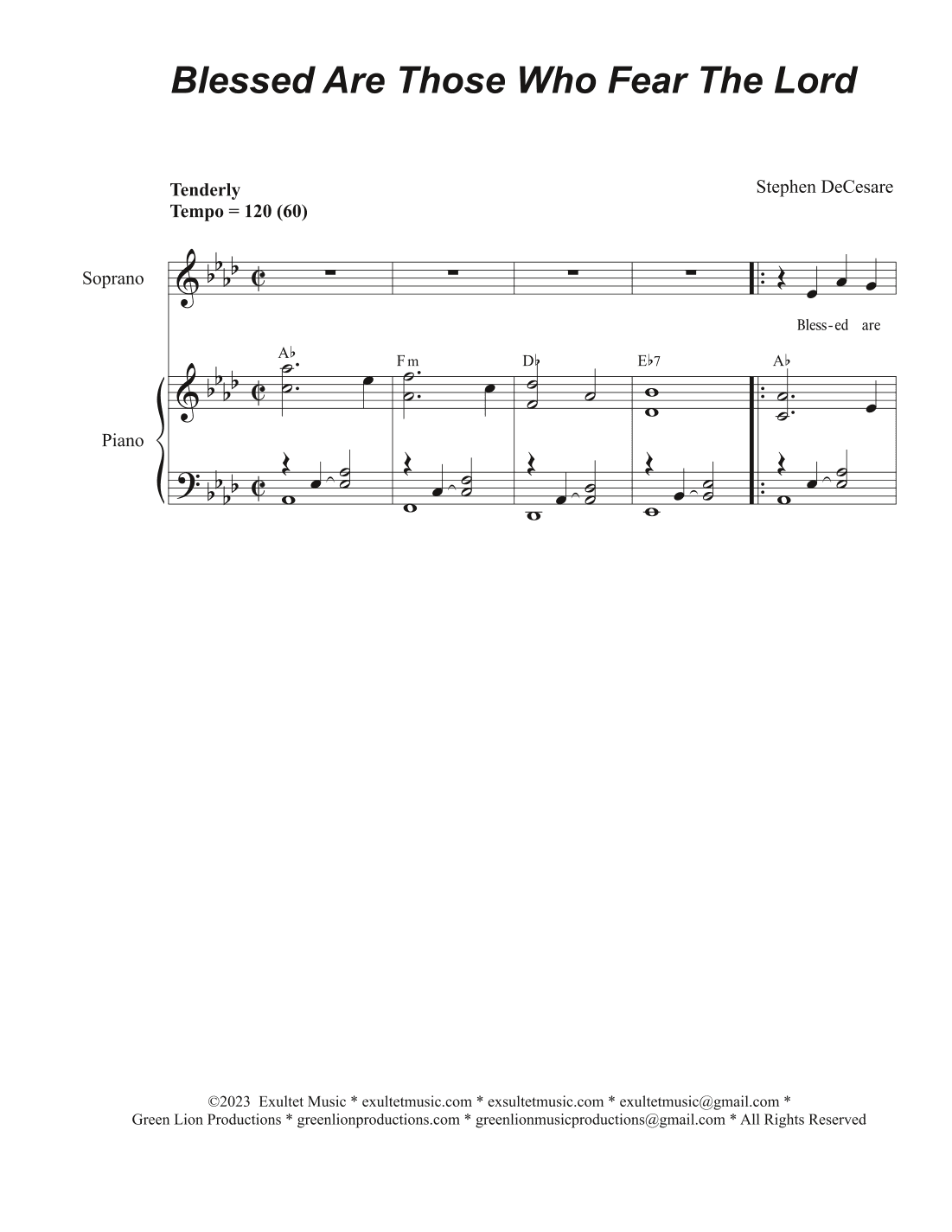 Blessed Are Those Who Fear The Lord (Vocal Quartet - (SATB)