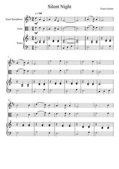 Franz Gruber - Silent Night (Tenor Saxophone and Viola Duet) (arr. André Laitano)