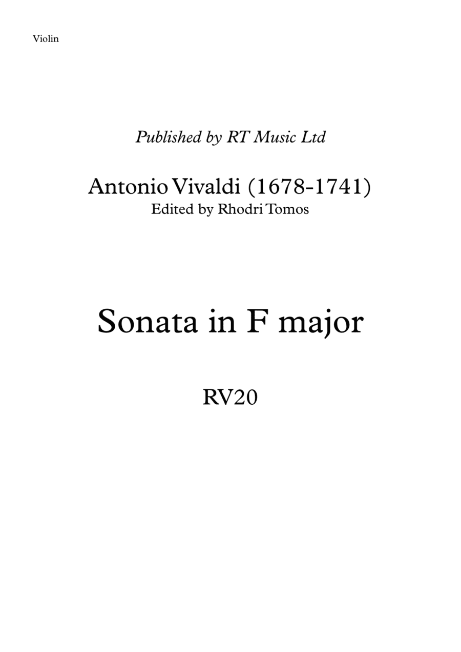 Vivaldi RV20 Sonata in F major. Solo parts violin & trumpets. (arr. Rhodri Tomos)