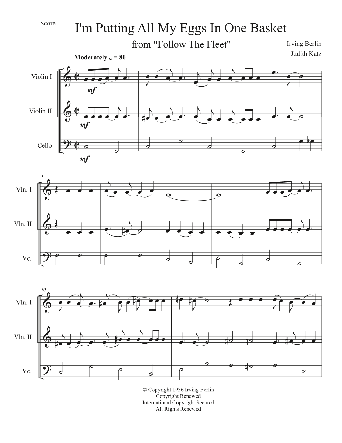 I'm Putting All My Eggs In One Basket (arr. Judith Katz)