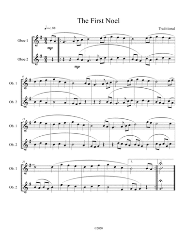 The First Noel (oboe duet) (arr. B C Dockery)