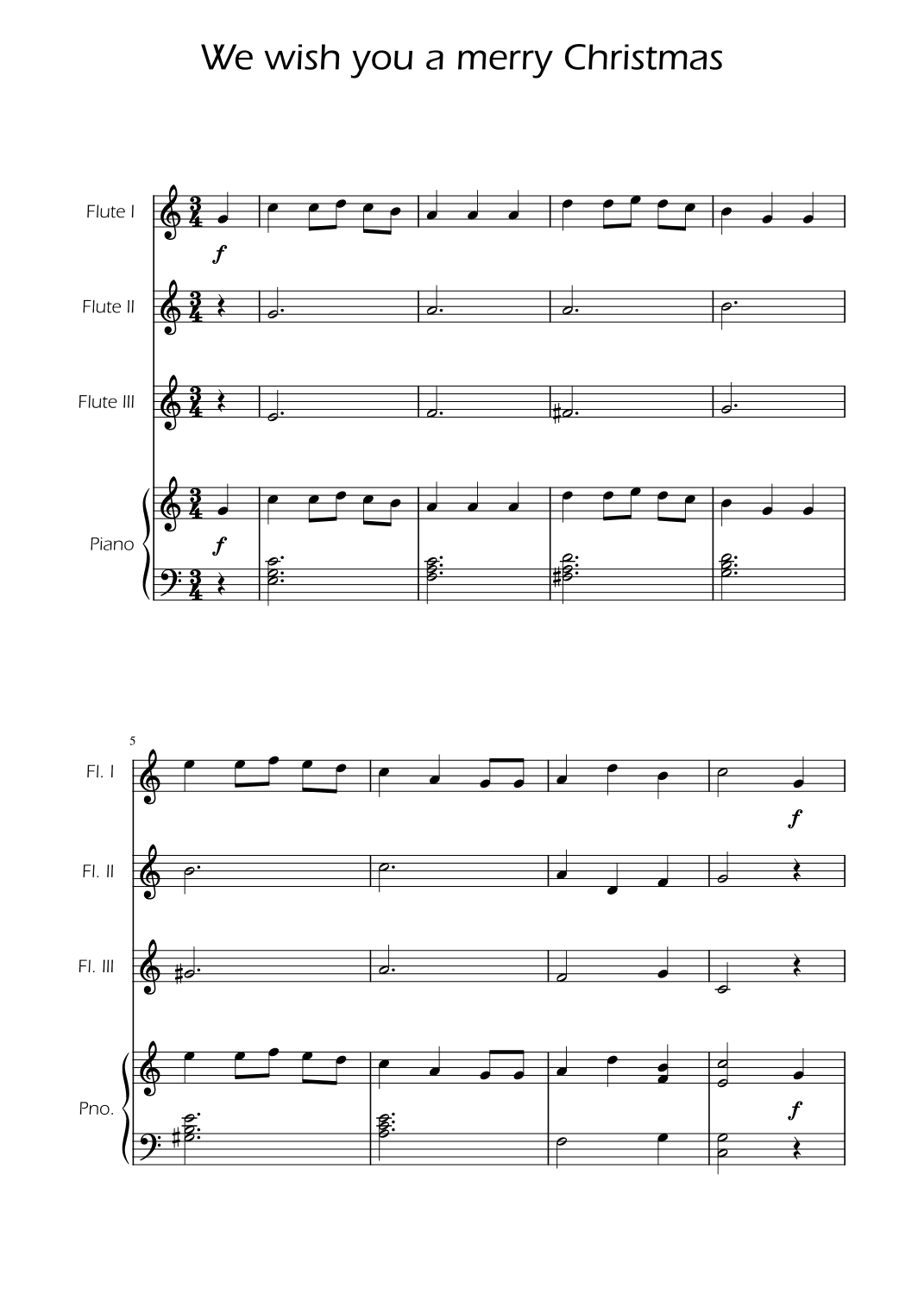 We Wish You a Merry Christmas - Flute Trio w/ Piano (arr. Ygor Nunes)