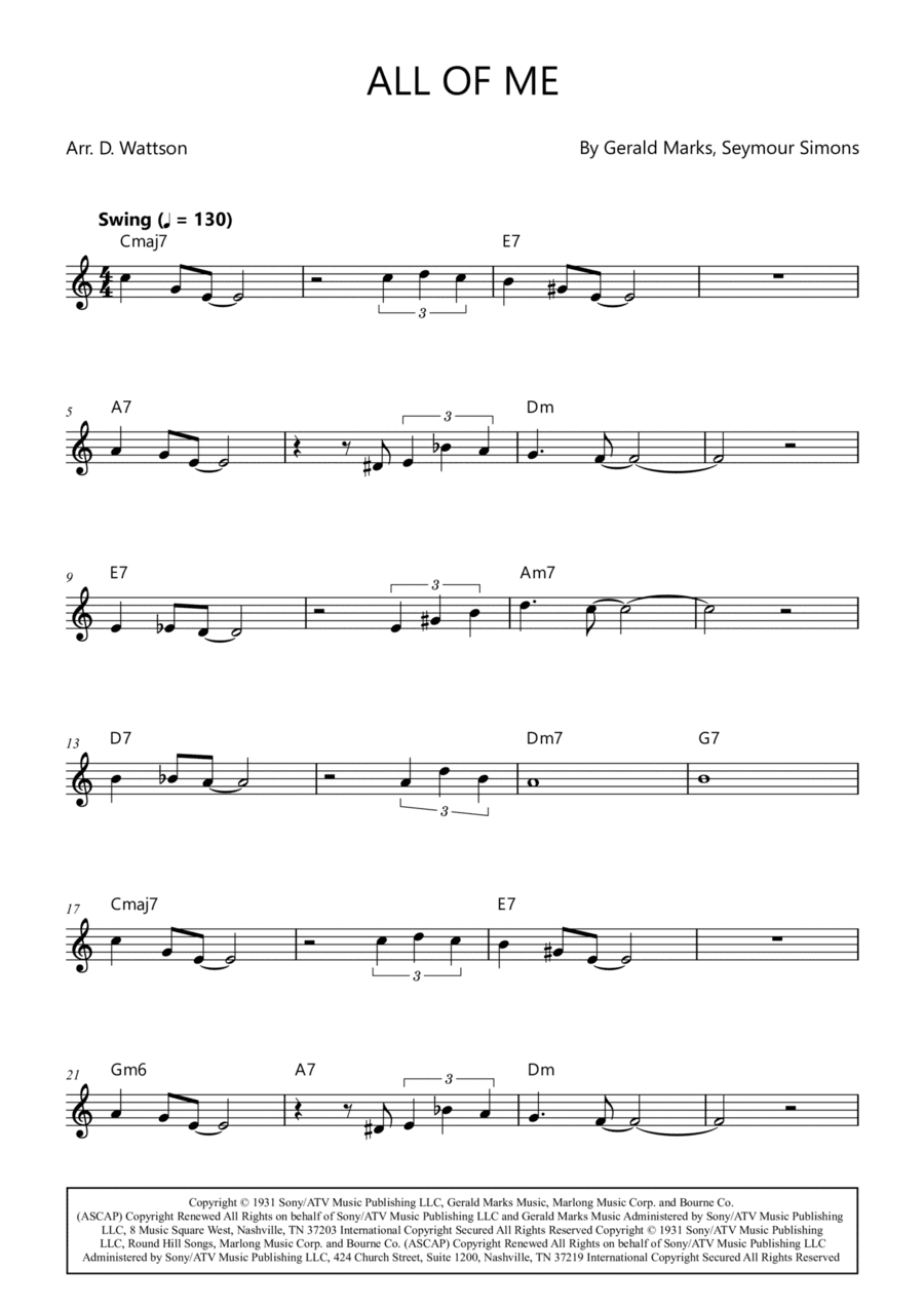 All Of Me (arr. Douglas Wattson)