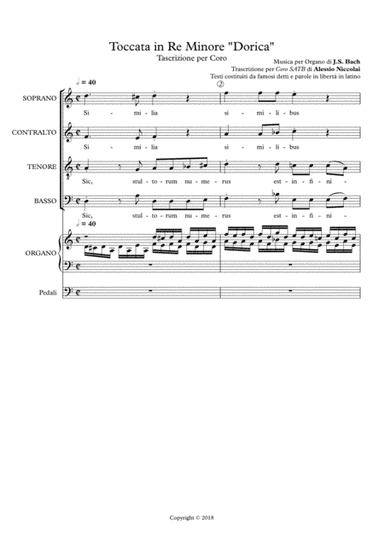 Toccata and Fugue in D minor, BWV 538 - Transcription for SATB Choir (arr. Alessio Niccolai)