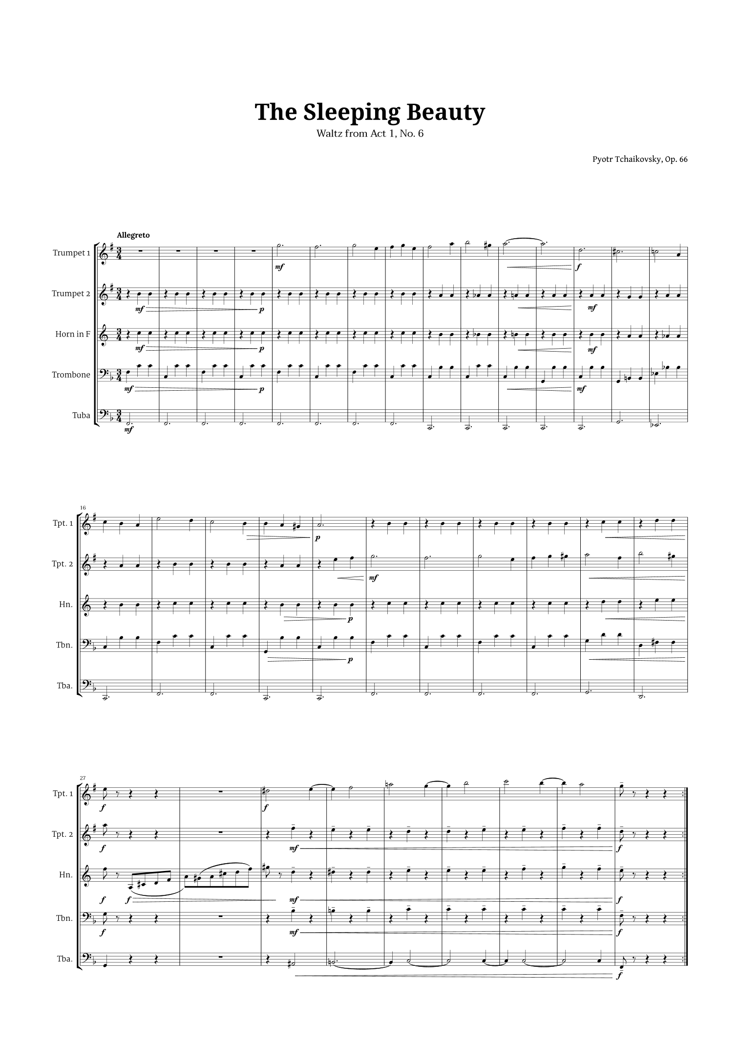 The Sleeping Beauty Waltz for Brass Quintet (arr. Langanho)