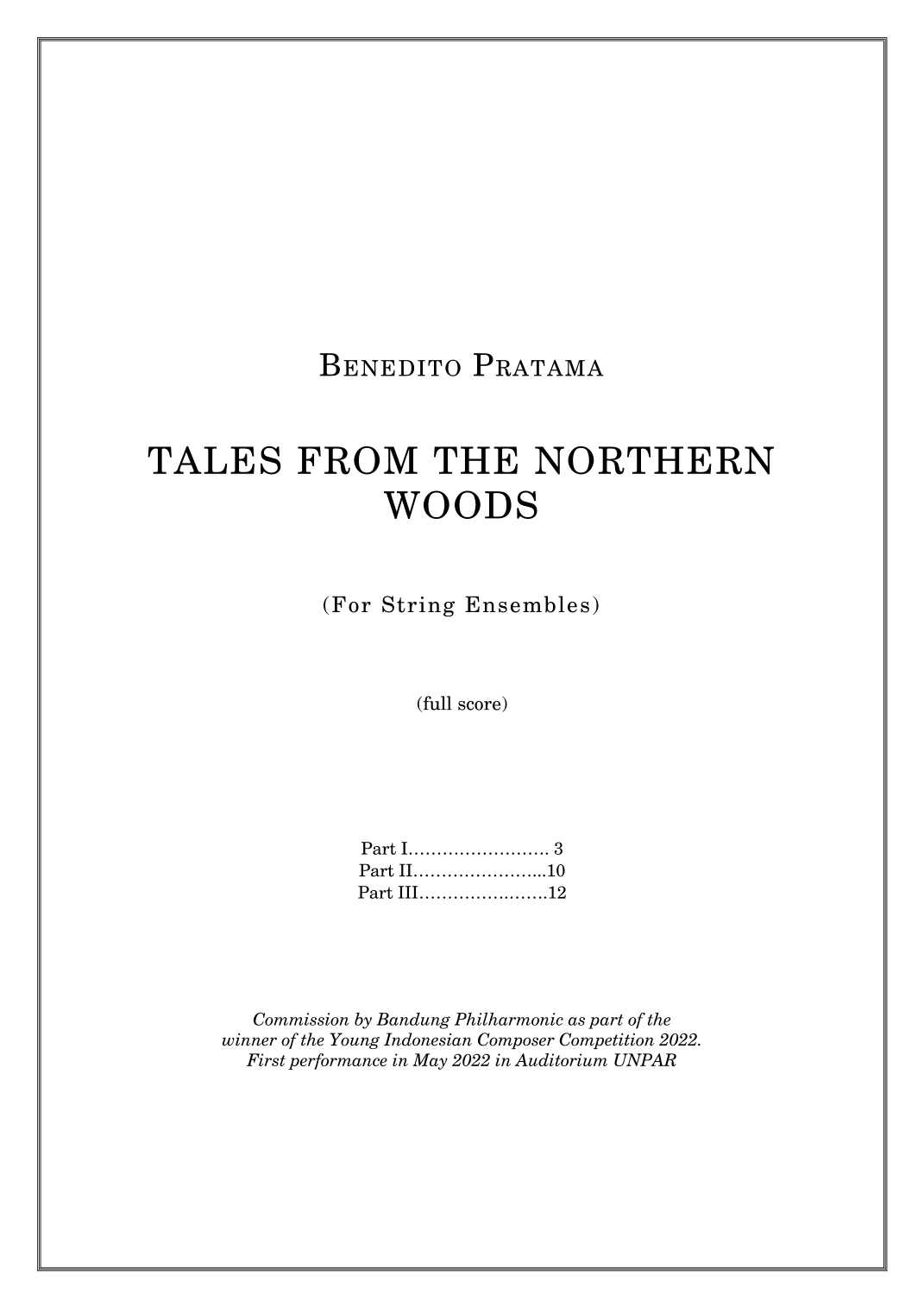 Tales From The Northern Woods - Score Only