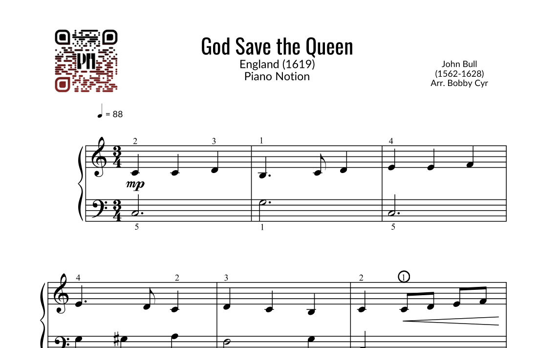 God Save the Queen (Easy Piano) (arr. Bobby Cyr - Piano Notion)