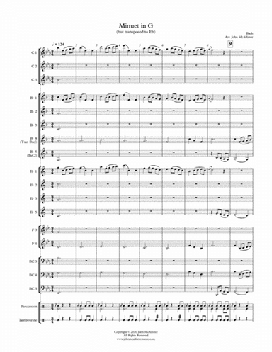 Minuet in G (in Eb) - Adaptable Arrangement for Winds (arr. John McAllister)