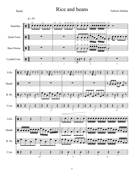 Rice and beans Cadence Nivel 3 For drumline.