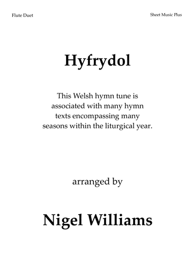 Hyfrydol, for Flute Duet (arr. Nigel Williams)