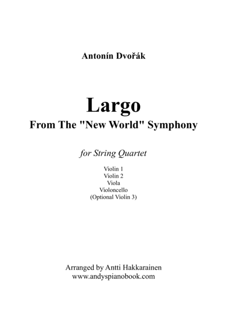Largo From The "New World" Symphony - String Quartet (easy) (arr. Antti Hakkarainen)