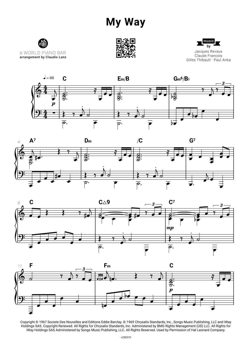 My Way (arr. World Piano Bar)