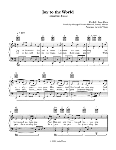 Joy to the World (arr. Javin Tham)