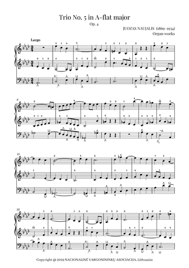 Trio No. 5 in A-flat major, Op. 4 by Juozas Naujalis (1869–1934)