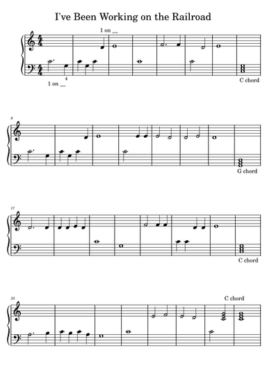I've Been Working on the Railroad (for the beginner piano student) (arr. Dennis Cheng)
