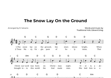 The Snow Lay On the Ground (Key of G Major) (arr. R. Salvario)