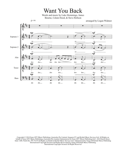 Want You Back (arr. Logan Widmor)